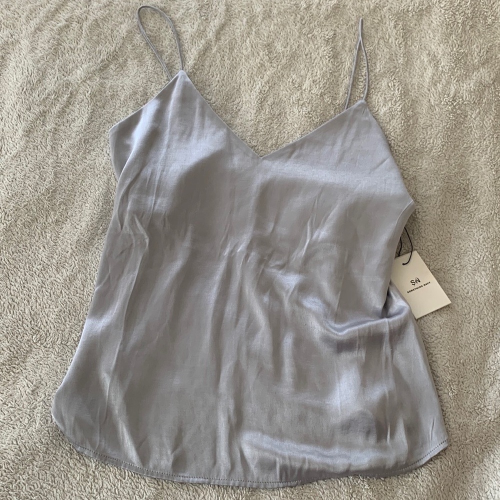 Something Navy Satin Tank